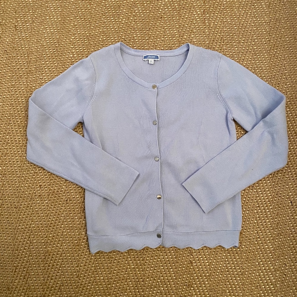 JACADI GIRLS SIZE 10 SCALLOPED EDGED COTTON SWEATER